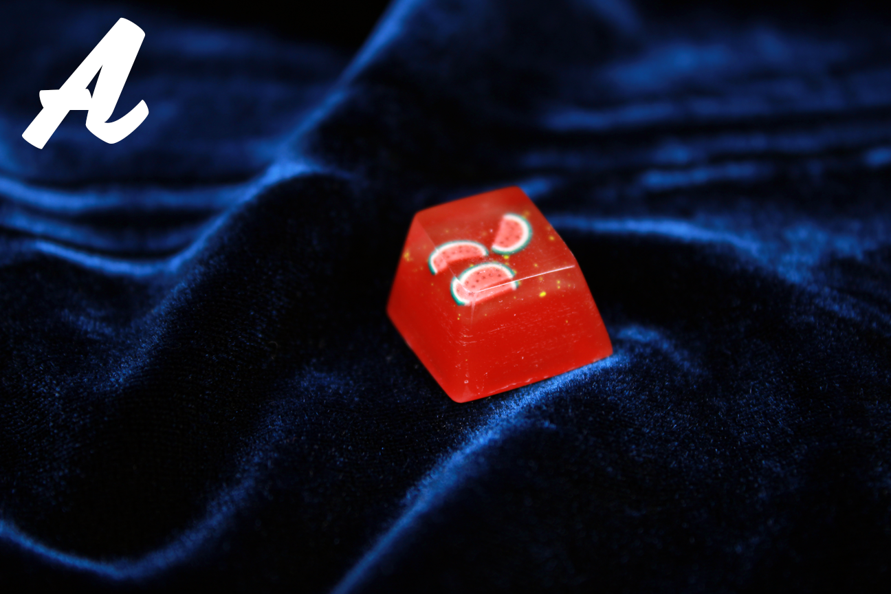 Chaos Caps 1 Watermelon, color change yellow to red at 72°F (22°C) - PrimeCaps Keycap - Blank and Sculpted Artisan Keycaps for cherry MX mechanical keyboards