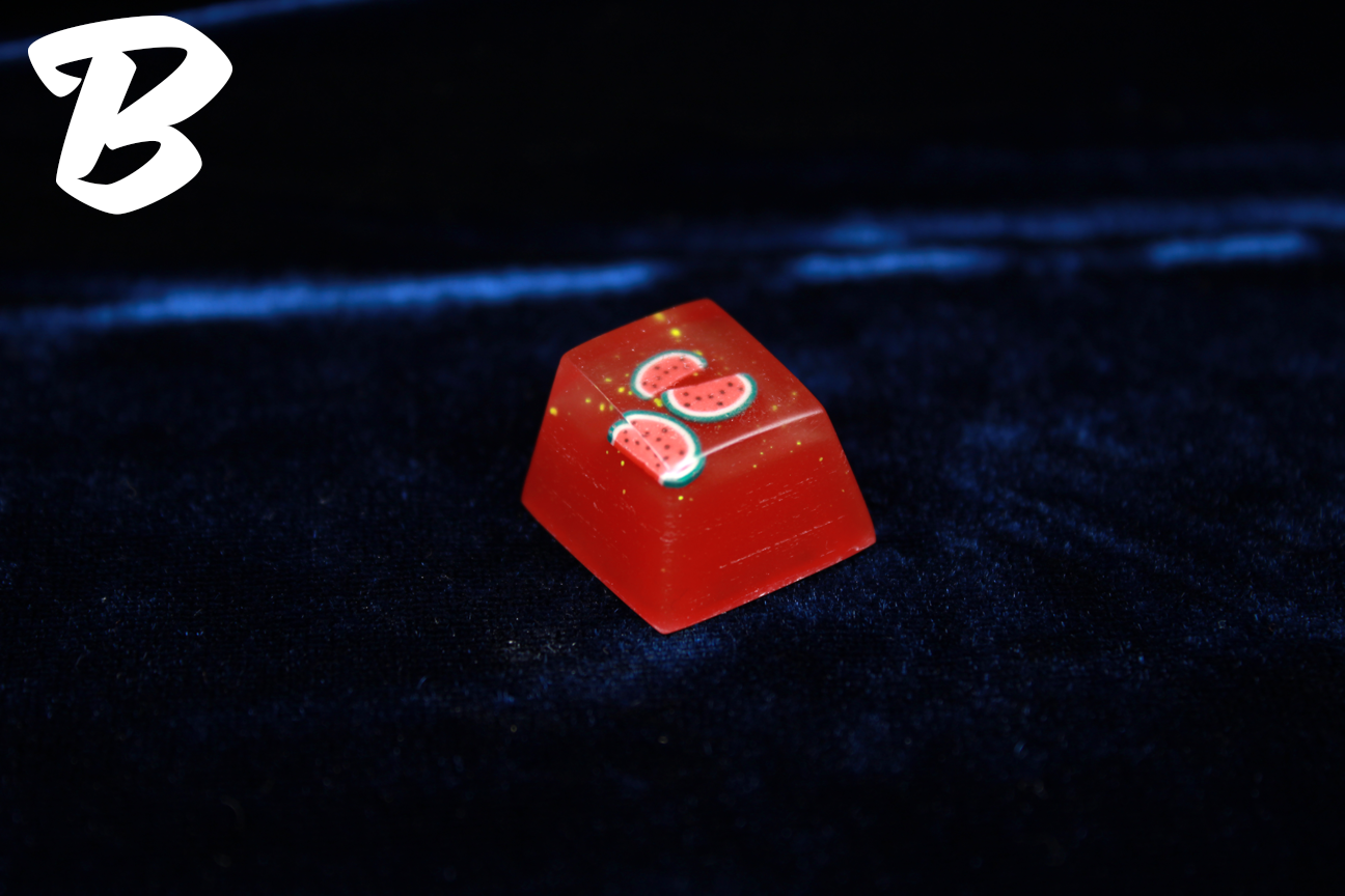 Chaos Caps 1 Watermelon, color change yellow to red at 72°F (22°C) - PrimeCaps Keycap - Blank and Sculpted Artisan Keycaps for cherry MX mechanical keyboards