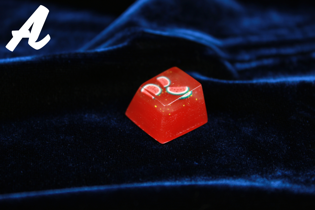Chaos Caps 1 Watermelon, color change yellow to red at 72°F (22°C) - PrimeCaps Keycap - Blank and Sculpted Artisan Keycaps for cherry MX mechanical keyboards