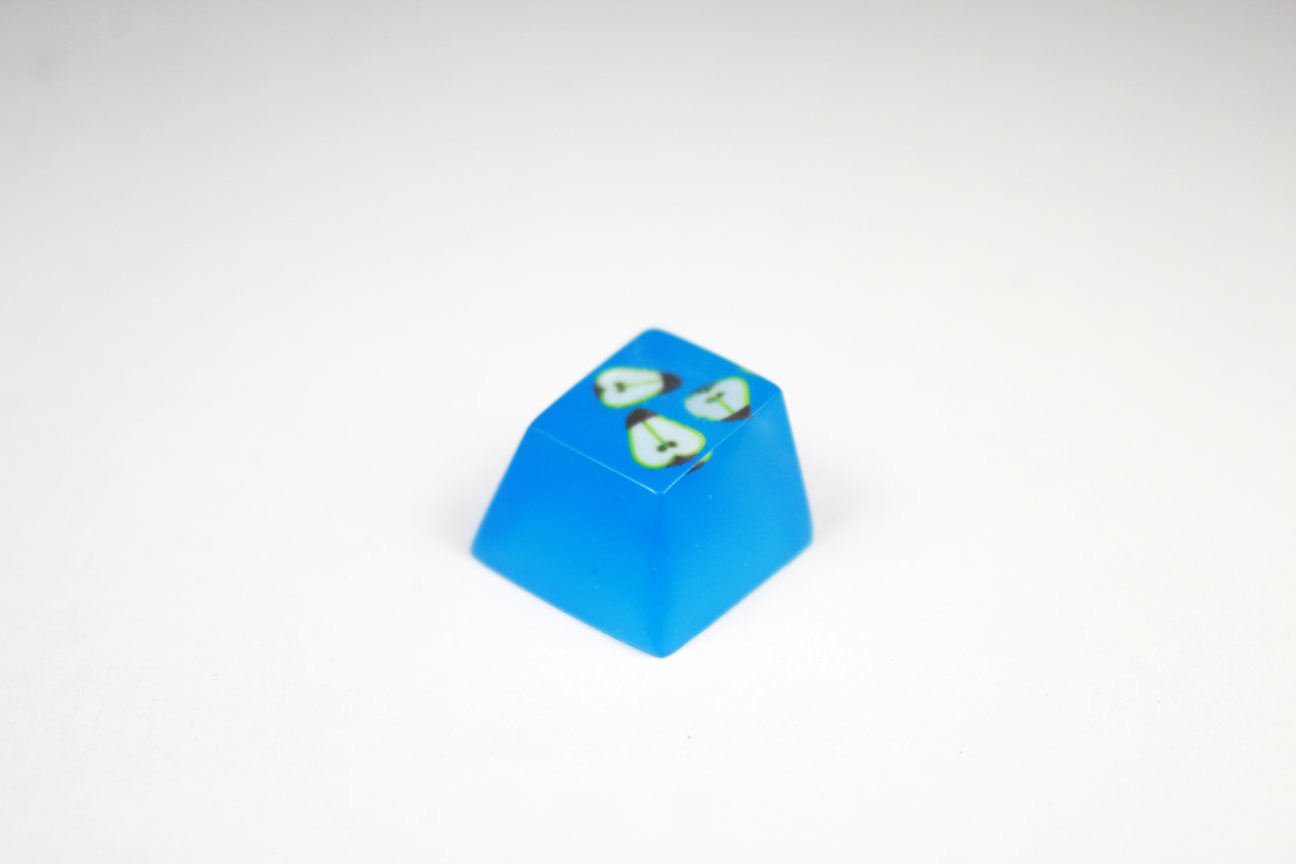 Chaos Caps 1 Pear, color change blue to purple at 72°F (22°C) - PrimeCaps Keycap - Blank and Sculpted Artisan Keycaps for cherry MX mechanical keyboards