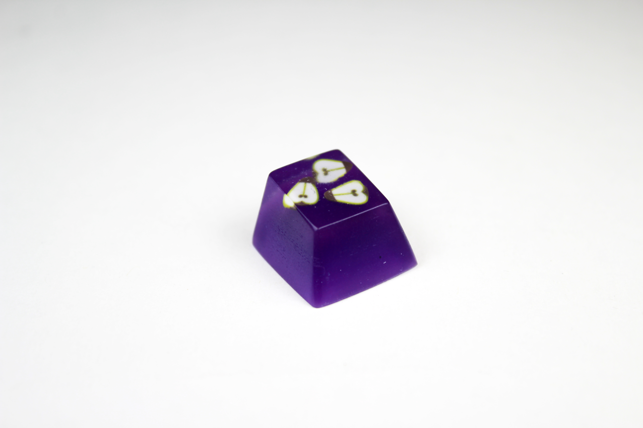 Chaos Caps 1 Pear, color change blue to purple at 72°F (22°C) - PrimeCaps Keycap - Blank and Sculpted Artisan Keycaps for cherry MX mechanical keyboards