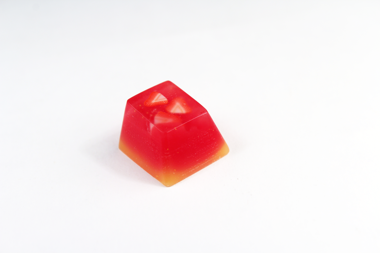 Chaos Caps 1 Strawberries, color change from yellow to red at 72°F (22°C) - PrimeCaps Keycap - Blank and Sculpted Artisan Keycaps for cherry MX mechanical keyboards