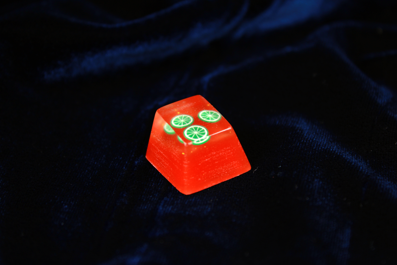 Chaos Caps 1 Limes! color change from orange to yellow at 72°F (22°C) - PrimeCaps Keycap - Blank and Sculpted Artisan Keycaps for cherry MX mechanical keyboards