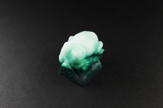 Gimpy- Klacken 3- White Green Swirl - PrimeCaps Keycap - Blank and Sculpted Artisan Keycaps for cherry MX mechanical keyboards 